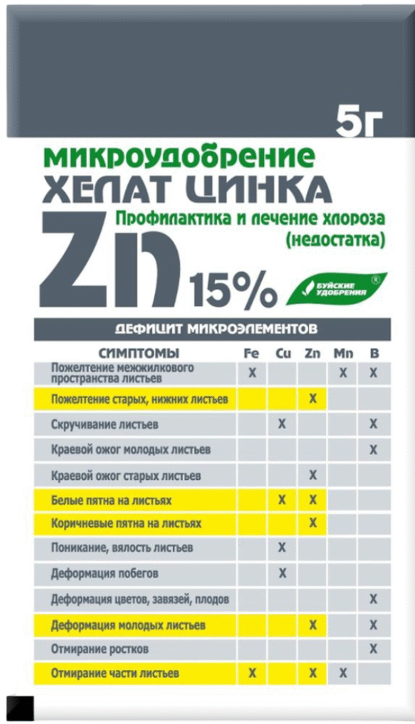 Микроудобрение "Хелат цинка", 5 г